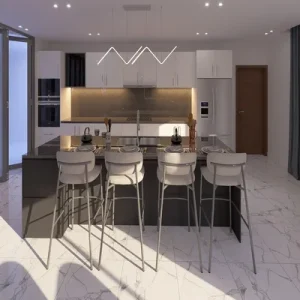 Cuisine en avec îlot central